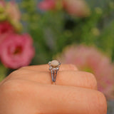 Ellibelle Jewellery Vintage 1970s Opal & Diamond 18ct White Gold Ring
