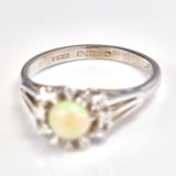 Ellibelle Jewellery Vintage 1970s Opal & Diamond 18ct White Gold Ring