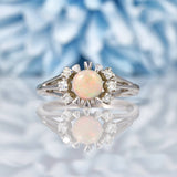 Ellibelle Jewellery Vintage 1970s Opal & Diamond 18ct White Gold Ring