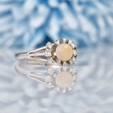 Ellibelle Jewellery Vintage 1970s Opal & Diamond 18ct White Gold Ring