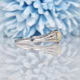 Ellibelle Jewellery Vintage 1970s Opal & Diamond 18ct White Gold Ring