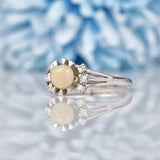 Ellibelle Jewellery Vintage 1970s Opal & Diamond 18ct White Gold Ring