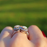 Ellibelle Jewellery Vintage 1970s Opal & Diamond 18ct White Gold Ring