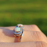Ellibelle Jewellery Vintage 1970s Opal & Diamond 18ct White Gold Ring