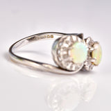 Ellibelle Jewellery Vintage 1970s Opal & Diamond 18ct White Gold Ring