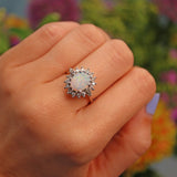 Ellibelle Jewellery Vintage 1970s Opal & Diamond White Gold Cluster Ring