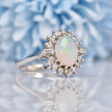Ellibelle Jewellery Vintage 1970s Opal & Diamond White Gold Cluster Ring