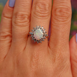 Ellibelle Jewellery Vintage 1970s Opal & Diamond White Gold Cluster Ring