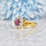 Ellibelle Jewellery Vintage 1970s Ruby & Diamond Cluster Ring