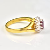Ellibelle Jewellery Vintage 1970s Ruby & Diamond Cluster Ring