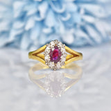 Ellibelle Jewellery Vintage 1970s Ruby & Diamond Cluster Ring