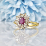 Ellibelle Jewellery Vintage 1970s Ruby & Diamond Cluster Ring