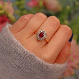 Ellibelle Jewellery Vintage 1970s Ruby & Diamond Cluster Ring