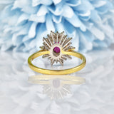Ellibelle Jewellery Vintage 1970s Ruby & Diamond Cluster Ring