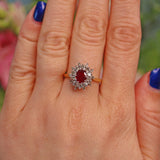 Ellibelle Jewellery Vintage 1970s Ruby & Diamond Cluster Ring