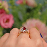 Ellibelle Jewellery Vintage 1970s Ruby & Diamond Cluster Ring