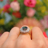 Ellibelle Jewellery Vintage 1970s Sapphire & Diamond 18ct Gold Cluster Ring