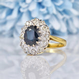 Ellibelle Jewellery Vintage 1970s Sapphire & Diamond 18ct Gold Cluster Ring