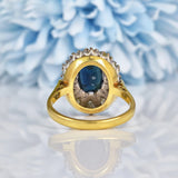 Ellibelle Jewellery Vintage 1970s Sapphire & Diamond 18ct Gold Cluster Ring