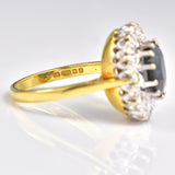 Ellibelle Jewellery Vintage 1970s Sapphire & Diamond 18ct Gold Cluster Ring