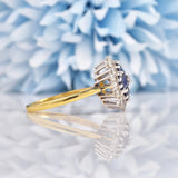 Ellibelle Jewellery Vintage 1970s Sapphire & Diamond 18ct Gold Cluster Ring