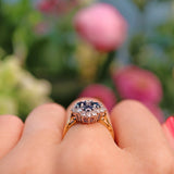 Ellibelle Jewellery Vintage 1970s Sapphire & Diamond 18ct Gold Cluster Ring