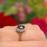 Ellibelle Jewellery Vintage 1970s Sapphire & Diamond 18ct Gold Cluster Ring