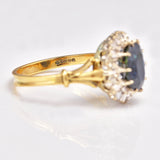 Ellibelle Jewellery Vintage 1970s Sapphire & Diamond 18ct Gold Cluster Ring