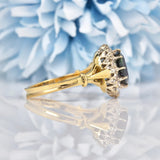 Ellibelle Jewellery Vintage 1970s Sapphire & Diamond 18ct Gold Cluster Ring