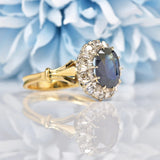 Ellibelle Jewellery Vintage 1970s Sapphire & Diamond 18ct Gold Cluster Ring