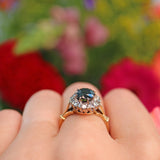 Ellibelle Jewellery Vintage 1970s Sapphire & Diamond 18ct Gold Cluster Ring