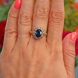 Ellibelle Jewellery Vintage 1970s Sapphire & Diamond 18ct Gold Cluster Ring