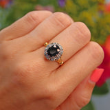 Ellibelle Jewellery Vintage 1970s Sapphire & Diamond 18ct Gold Cluster Ring