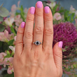 Ellibelle Jewellery Vintage 1970s Sapphire & Diamond 18ct Gold Cluster Ring