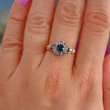 Vintage 1970s Sapphire & Diamond 18ct Gold Cluster Ring