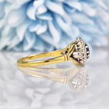 Ellibelle Jewellery Vintage 1970s Sapphire & Diamond 18ct Gold Cluster Ring