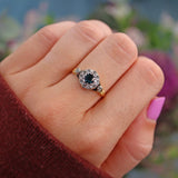 Ellibelle Jewellery Vintage 1970s Sapphire & Diamond 18ct Gold Cluster Ring