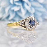 Ellibelle Jewellery Vintage 1970s Sapphire & Diamond 18ct Gold Cluster Ring
