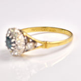 Ellibelle Jewellery Vintage 1970s Sapphire & Diamond 18ct Gold Cluster Ring