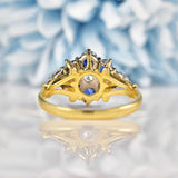 Ellibelle Jewellery Vintage 1970s Sapphire & Diamond 18ct Gold Kite Cluster Ring