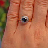 Ellibelle Jewellery Vintage 1970s Sapphire & Diamond Cluster Ring