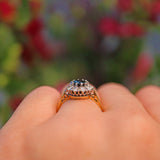 Ellibelle Jewellery Vintage 1970s Sapphire & Diamond Cluster Ring