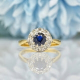 Ellibelle Jewellery Vintage 1970s Sapphire & Diamond Cluster Ring