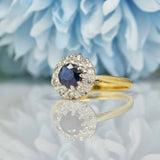 Ellibelle Jewellery Vintage 1970s Sapphire & Diamond Cluster Ring