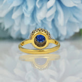 Ellibelle Jewellery Vintage 1970s Sapphire & Diamond Cluster Ring
