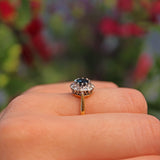 Ellibelle Jewellery Vintage 1970s Sapphire & Diamond Cluster Ring