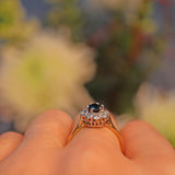 Ellibelle Jewellery VINTAGE 1970S SAPPHIRE & DIAMOND CLUSTER RING