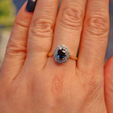 Ellibelle Jewellery VINTAGE 1970S SAPPHIRE & DIAMOND CLUSTER RING