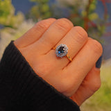 Ellibelle Jewellery VINTAGE 1970S SAPPHIRE & DIAMOND CLUSTER RING