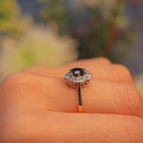 Ellibelle Jewellery VINTAGE 1970S SAPPHIRE & DIAMOND CLUSTER RING